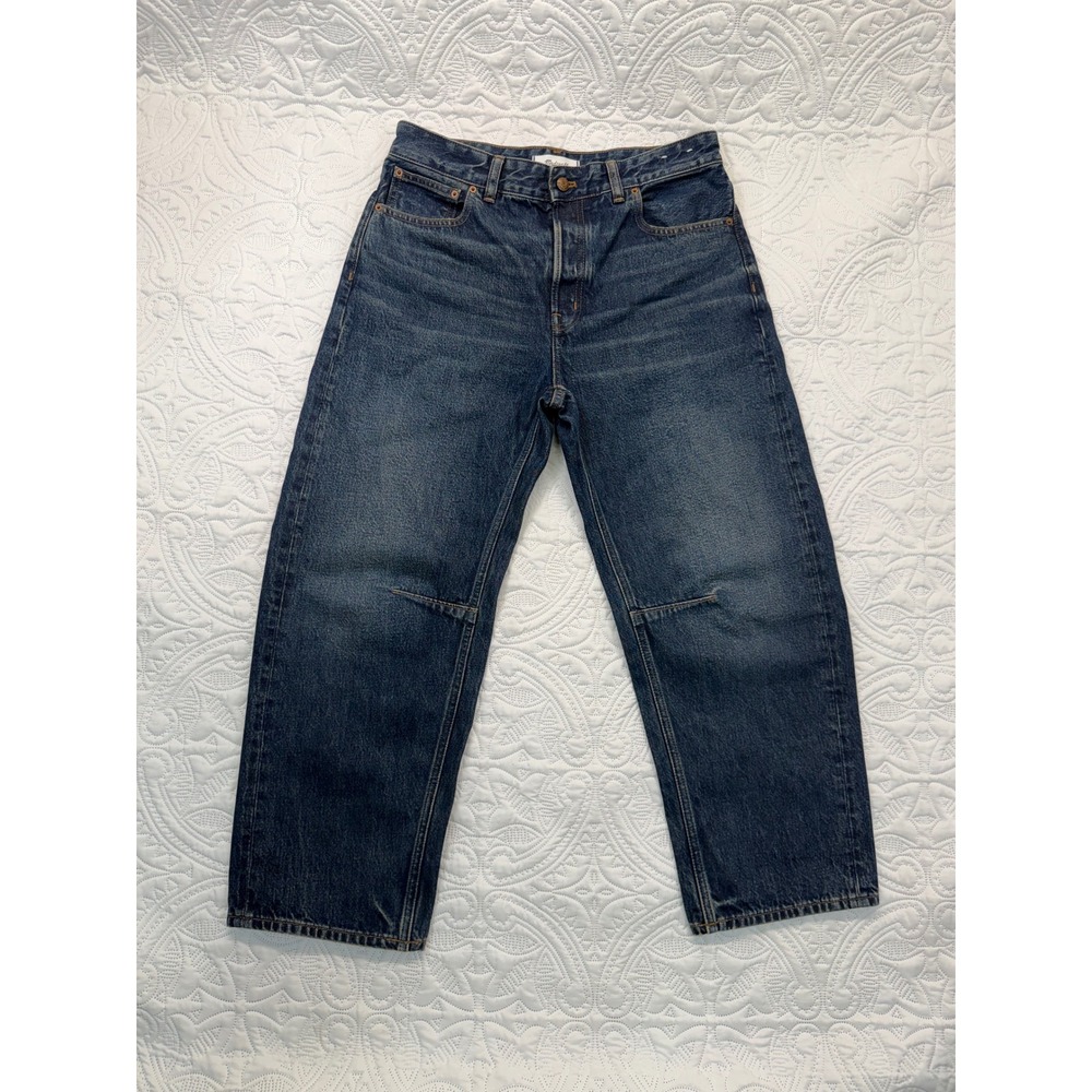 Madewell The Darted Barrel-Leg Jean Indigo Blue High Rise Button Fly Size 28